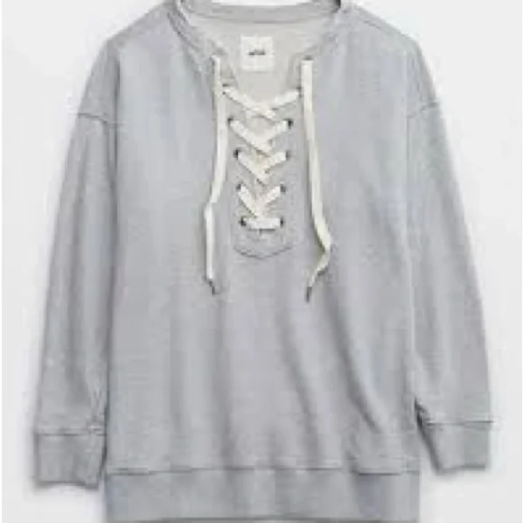Xxl grey good used condition aerie lace up sweatshirt - Picture 5 of 5